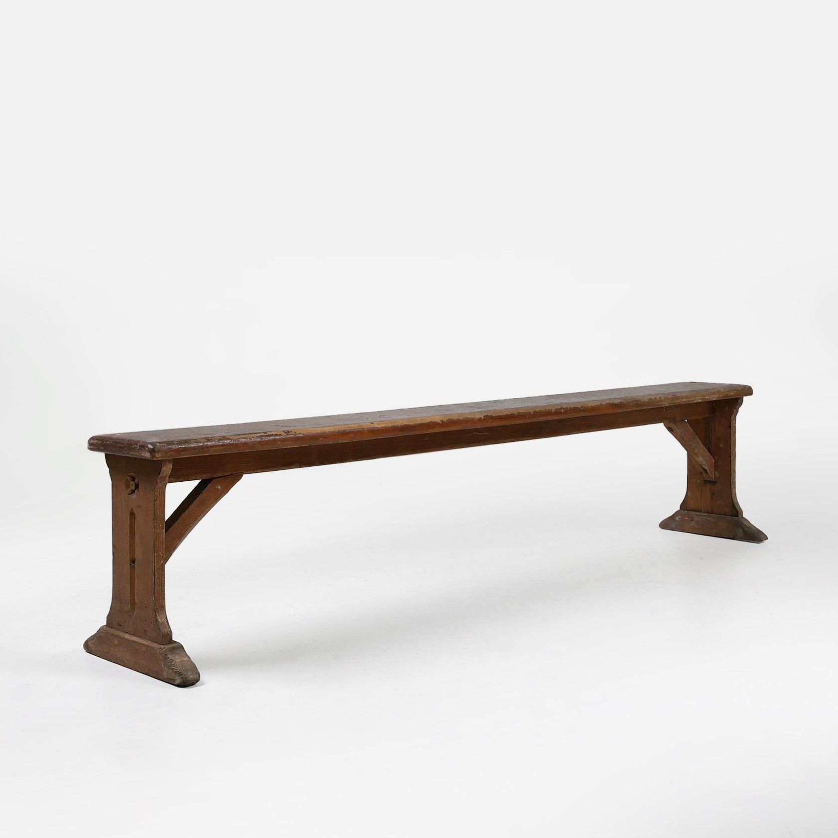 Rustic French bench in oak with carvings and nice patina, ca. 1850-img